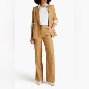 VERONICA BEARD Sunny pinstriped linen blend twill wide leg pants size 2